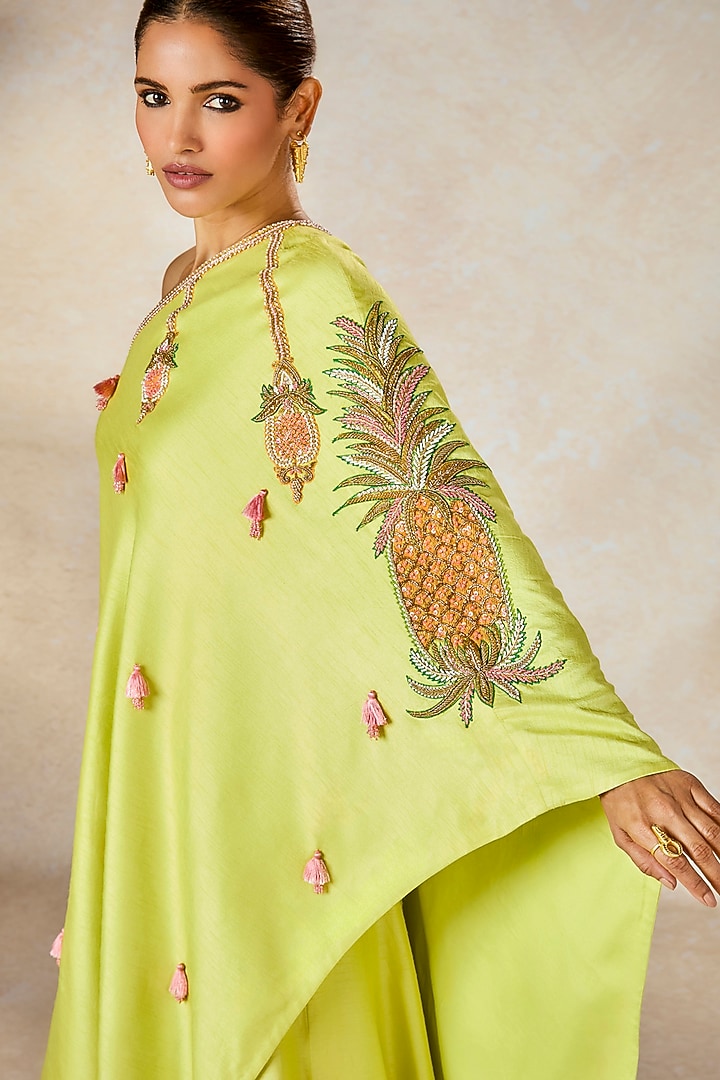 Lime Viscose Raw Silk Sitara Embroidered Wedding Sharara Set by Masaba at Pernia's Pop Up Shop