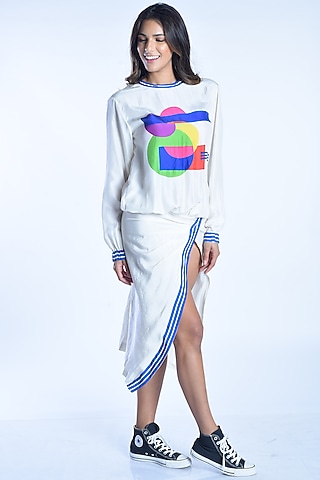 Ivory Sweatshirt Dress by MXS - Monisha Jaising X Shweta Bachchan Nanda