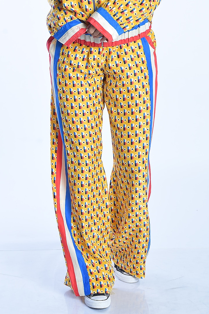 Ochre Yellow Printed Tracksuit by MXS - Monisha Jaising X Shweta Bachchan Nanda at Pernia's Pop Up Shop