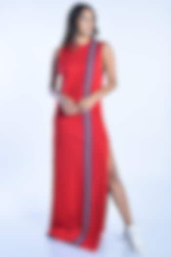 Red Polo Maxi Dress by MXS - Monisha Jaising X Shweta Bachchan Nanda