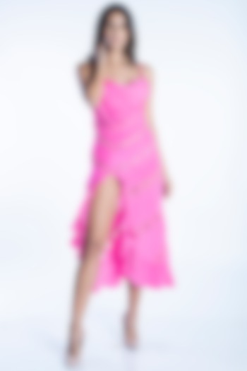 Pastel Magenta Crepe Dress by MXS - Monisha Jaising X Shweta Bachchan Nanda