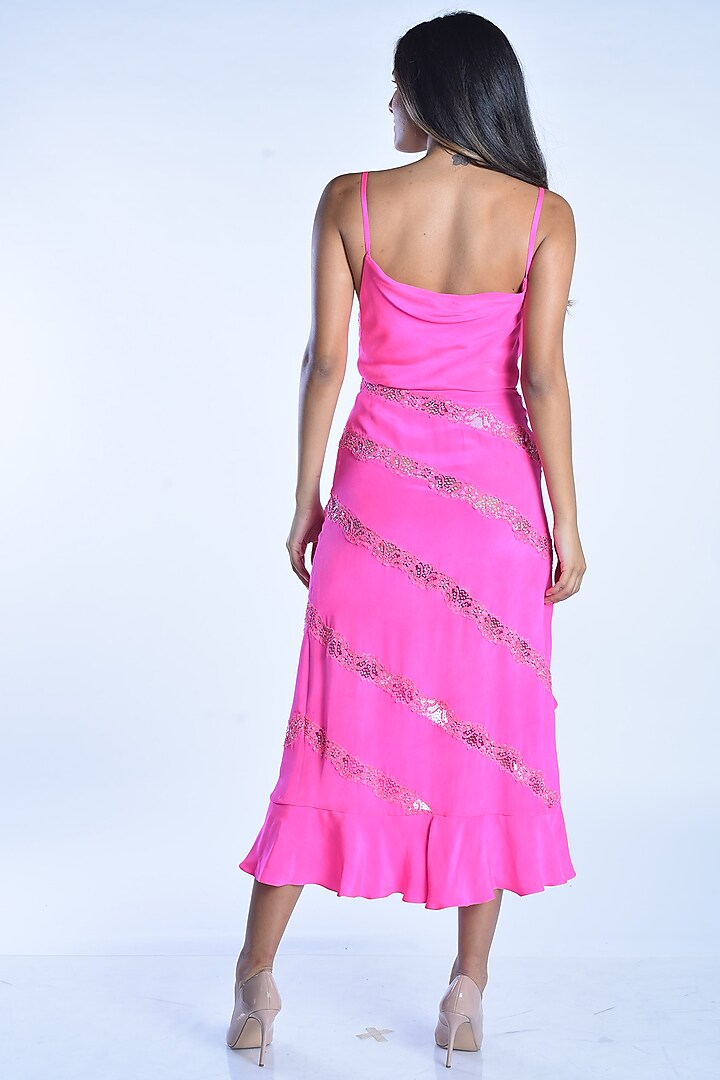 Pastel Magenta Crepe Cocktail Dress by MXS - Monisha Jaising X Shweta Bachchan Nanda at Pernia's Pop Up Shop