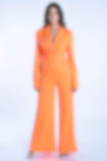 Hot Orange Crepe Blazer Jumpsuit by MXS - Monisha Jaising X Shweta Bachchan Nanda at Pernia's Pop Up Shop