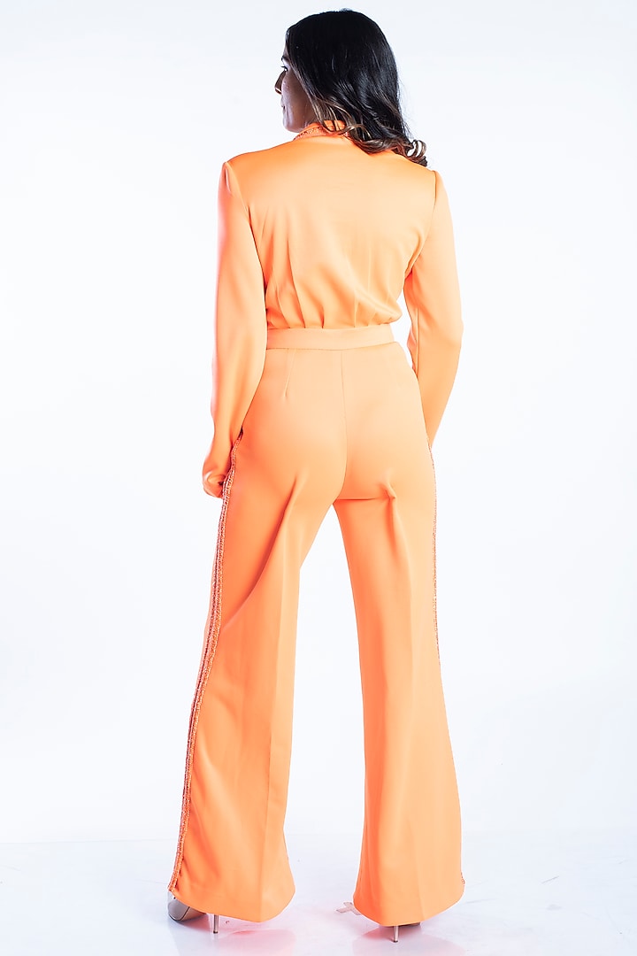 Hot Orange Crepe Blazer Jumpsuit by MXS - Monisha Jaising X Shweta Bachchan Nanda at Pernia's Pop Up Shop
