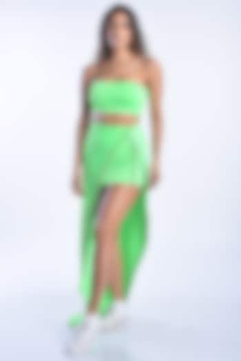Neon Green Polyester Skirt Set by MXS - Monisha Jaising X Shweta Bachchan Nanda
