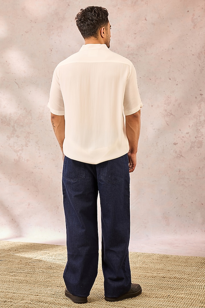 White Natural Crepe Printed Wedding Shirt by Masaba Men at Pernia's Pop Up Shop