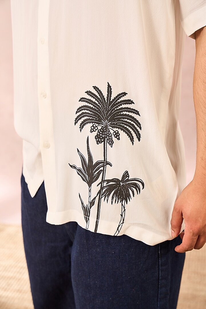 White Natural Crepe Printed Wedding Shirt by Masaba Men at Pernia's Pop Up Shop