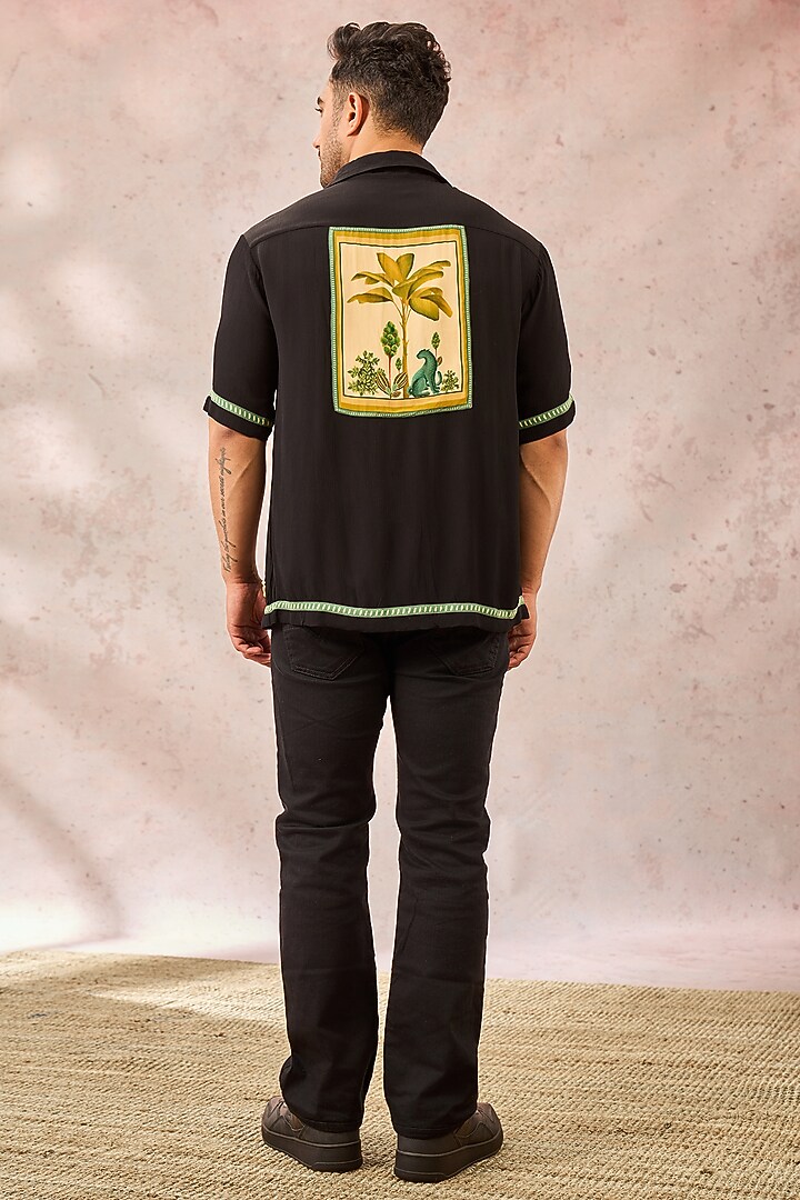 Black Chiffon Digital Printed Wedding Shirt by Masaba Men at Pernia's Pop Up Shop