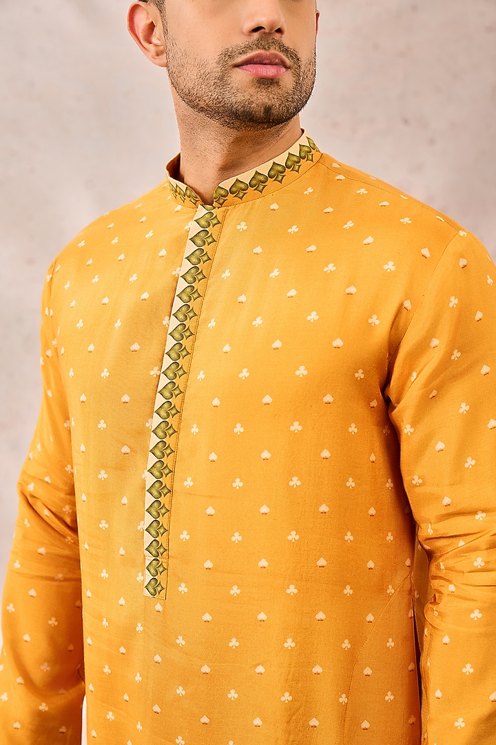 Yellow Mul Silk Digital Printed Kurta Set by Masaba Men at Pernia's Pop Up Shop