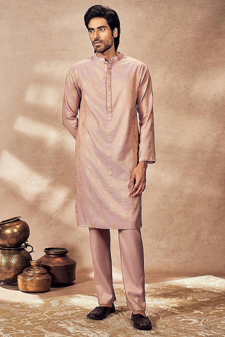 Lilac Kerela Tissue Foil Printed Kurta by Masaba Men