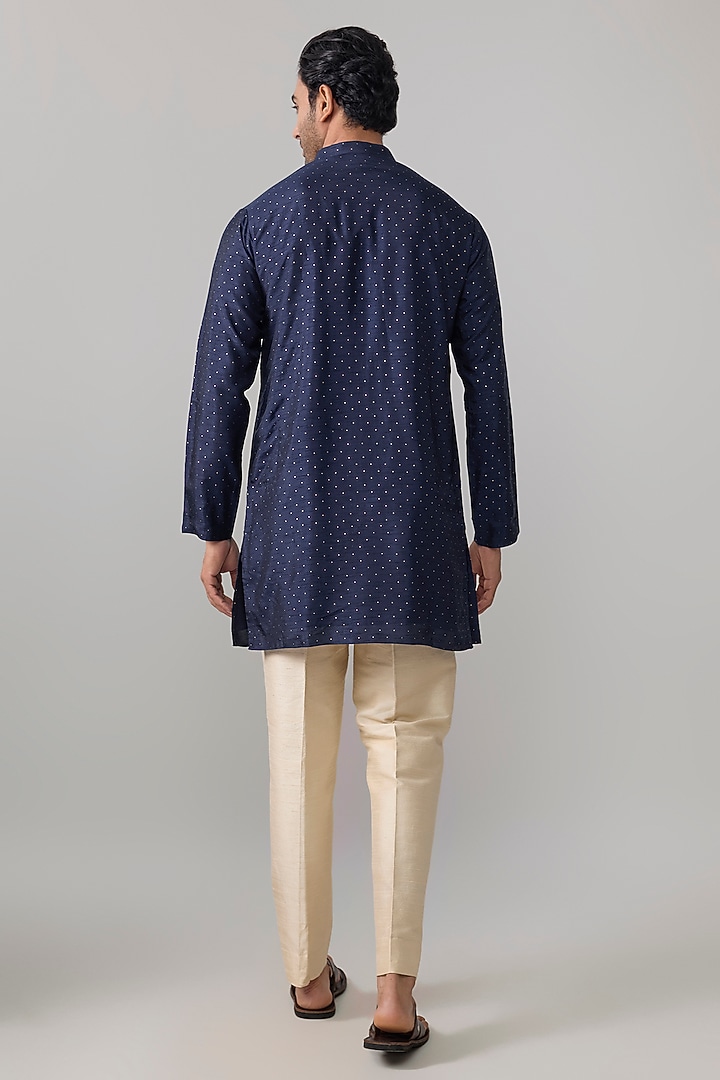 Navy Blue Viscose Slub Kurta by Masaba Men at Pernia's Pop Up Shop