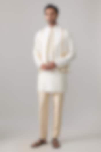 Ivory Viscose Slub Nehru Jacket Set by Masaba Men at Pernia's Pop Up Shop