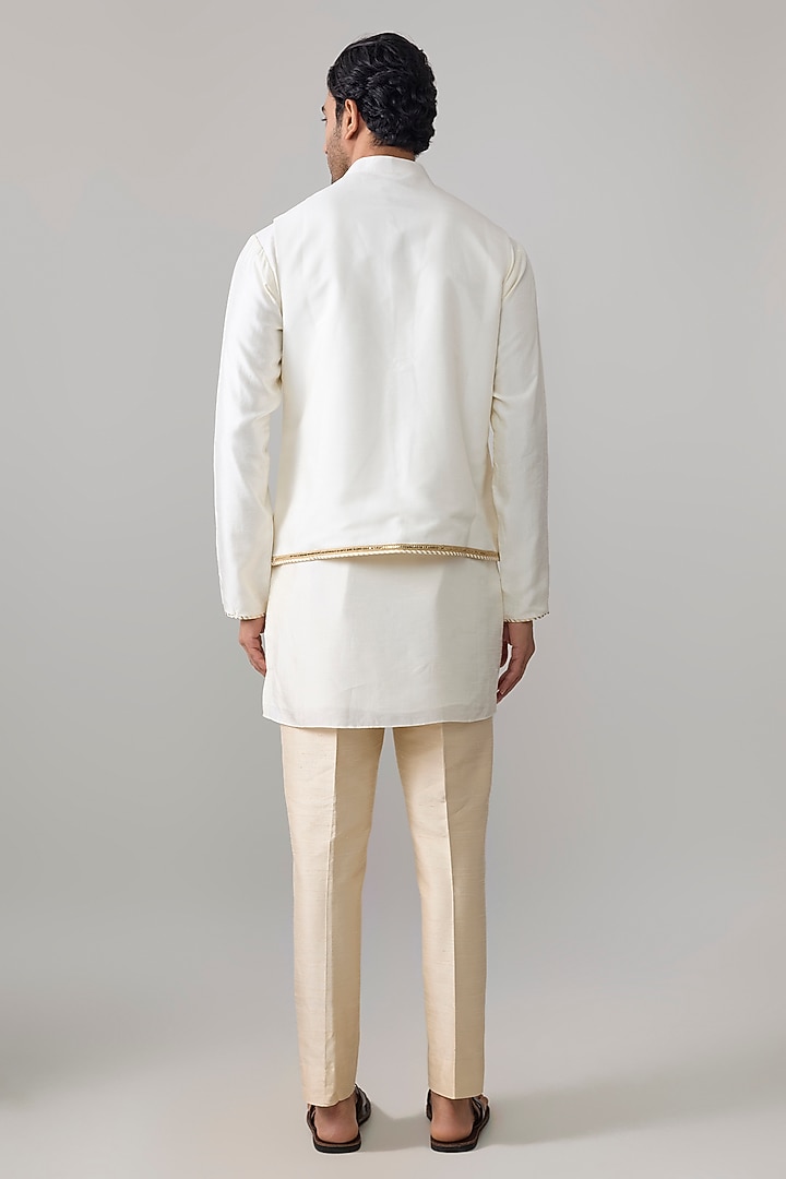 Ivory Viscose Slub Nehru Jacket Set by Masaba Men at Pernia's Pop Up Shop