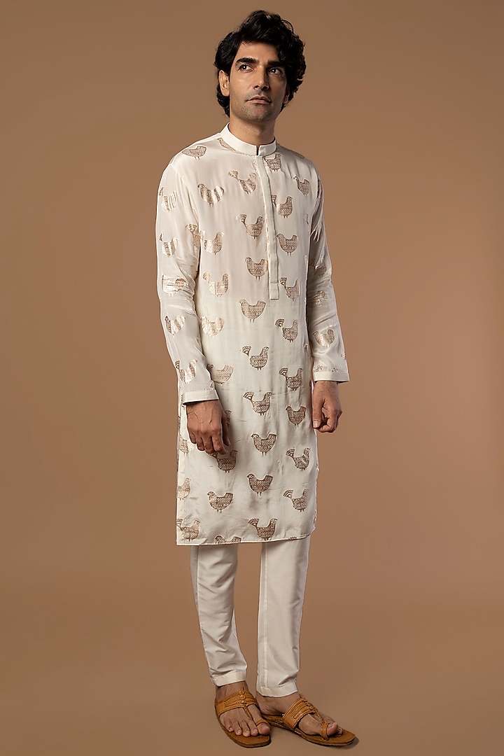 Ivory Crepe Kurta by Masaba Men