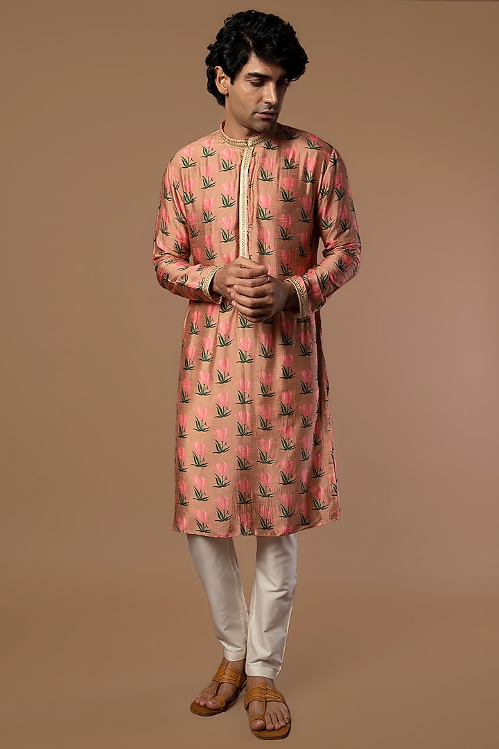 Dusky Pink Printed Kurta Set by Masaba Men