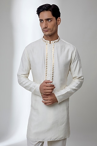 Ivory Silk Kurta by masaba men