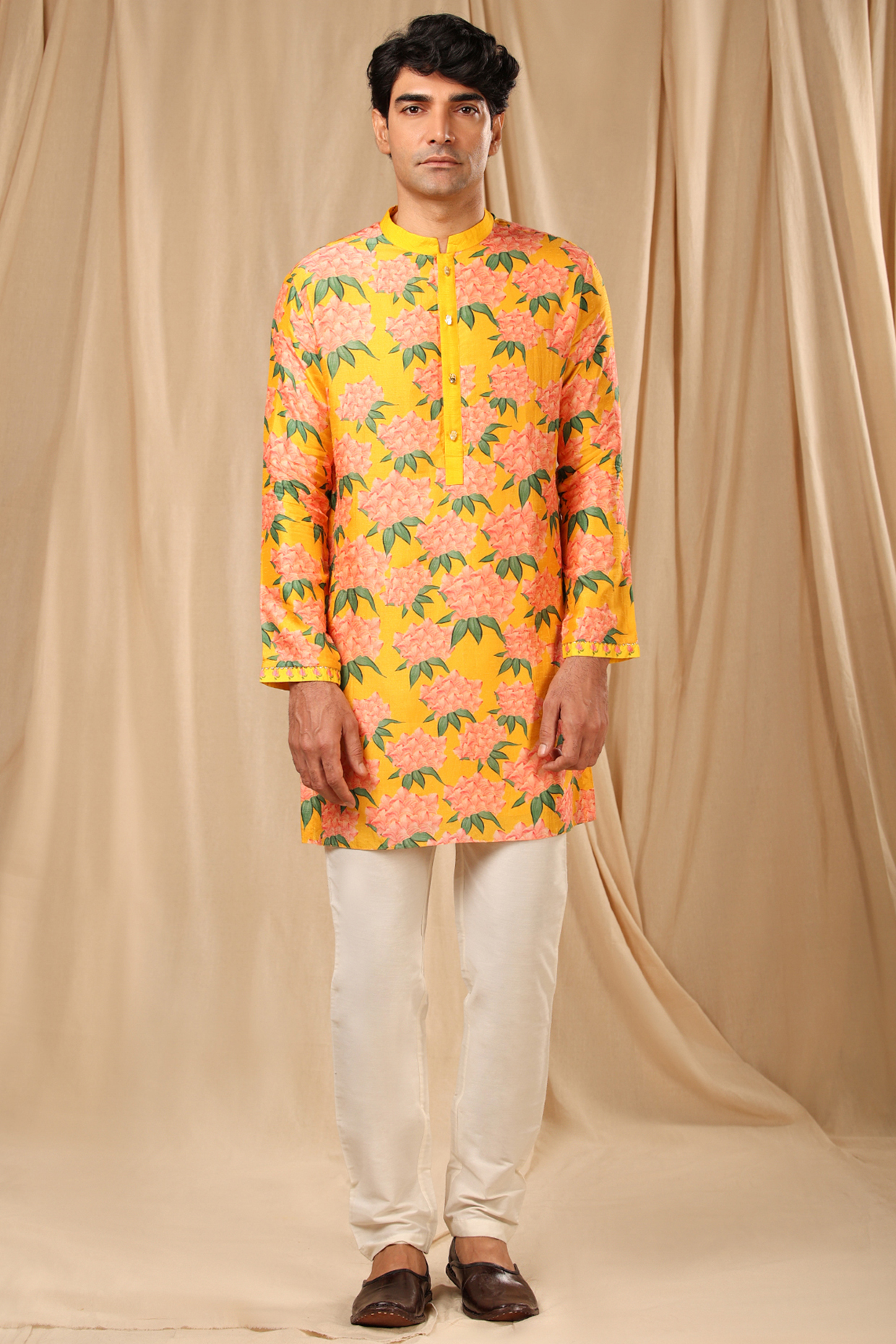 Sunshine Yellow Printed Kurta by Masaba Men