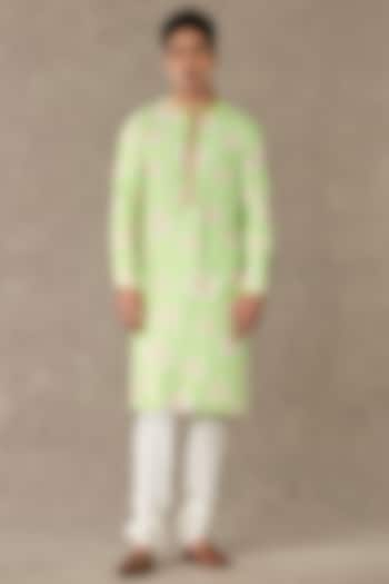 Mint Raw Silk Printed Kurta by Masaba Men at Pernia's Pop Up Shop