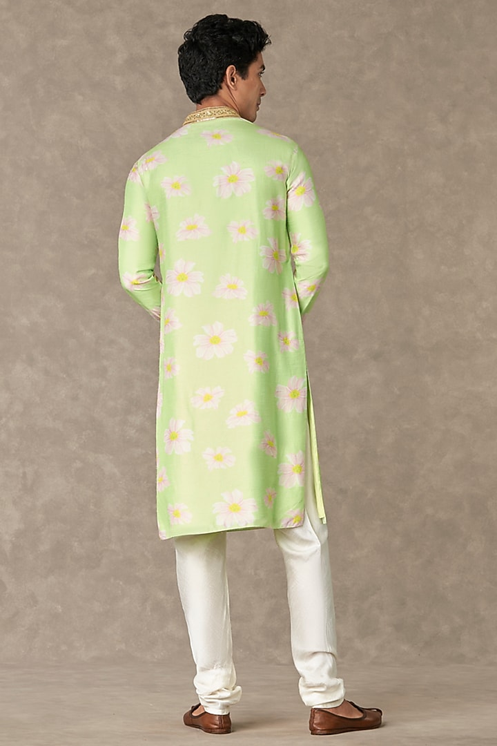 Mint Raw Silk Digital Printed Kurta Set by Masaba Men at Pernia's Pop Up Shop