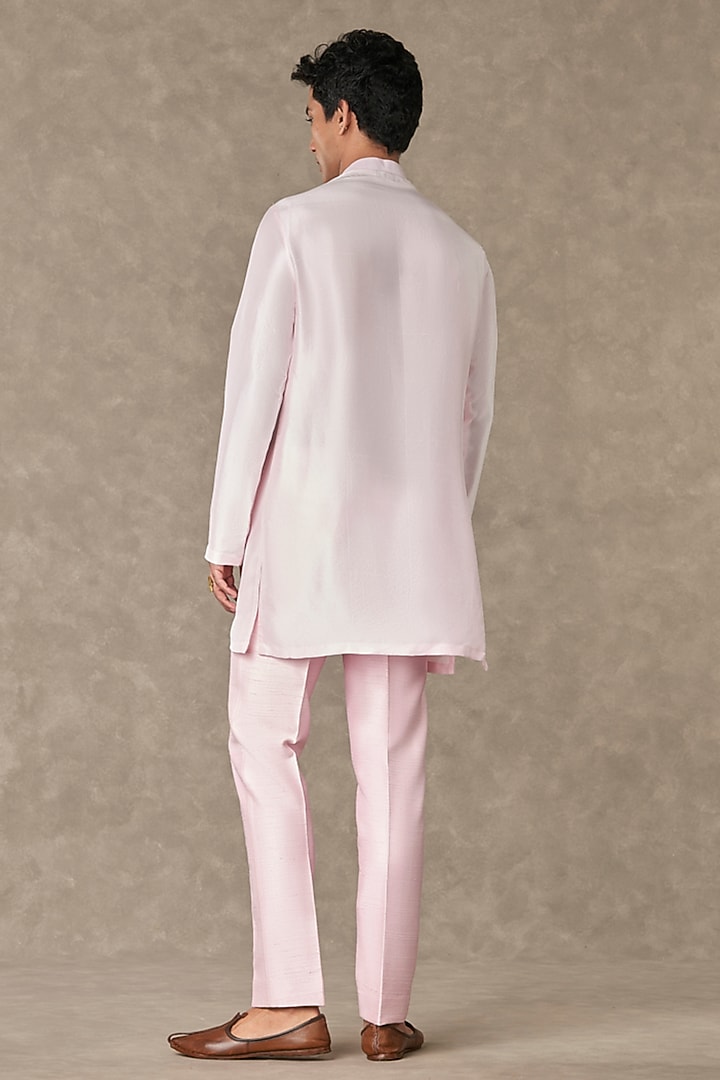 Mithai Pink Raw Silk Embroidered Groom Indowestern Set by Masaba Men at Pernia's Pop Up Shop