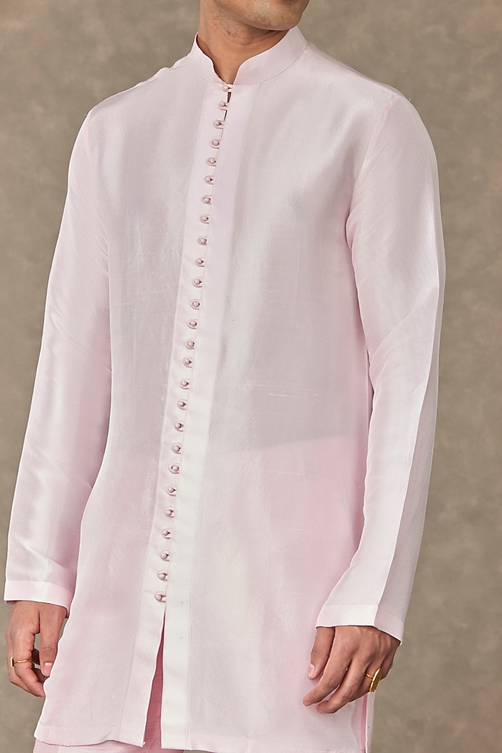 Mithai Pink Raw Silk Embroidered Groom Indowestern Set by Masaba Men at Pernia's Pop Up Shop