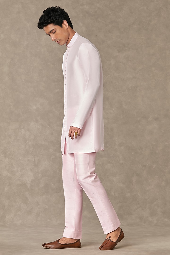 Mithai Pink Raw Silk Embroidered Groom Indowestern Set by Masaba Men at Pernia's Pop Up Shop