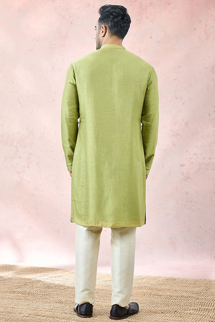 Mint Green Heavy Raw Silk Zardosi Embroidered Groom Sherwani Set by Masaba Men at Pernia's Pop Up Shop