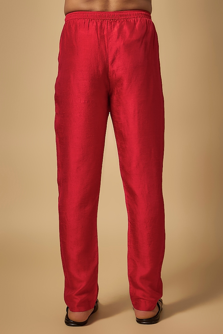 Red Raw Silk Pants by Masaba Men at Pernia's Pop Up Shop
