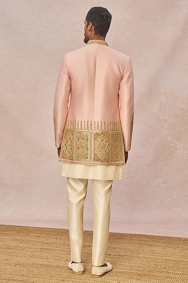 Pink Silk Embroidered Koti Set by Masaba Men at Pernia's Pop Up Shop