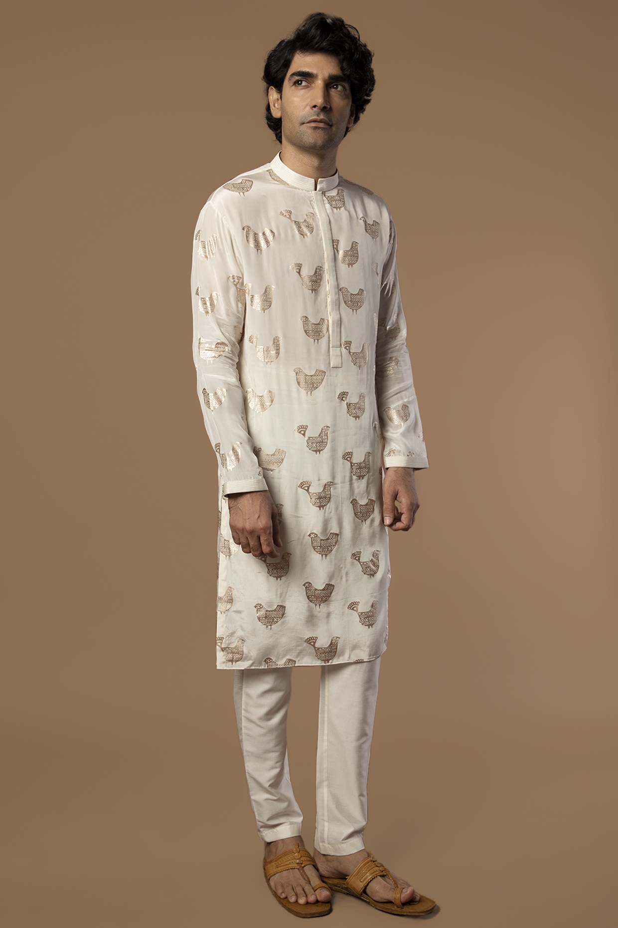 Ivory Crepe Kurta by Masaba Men