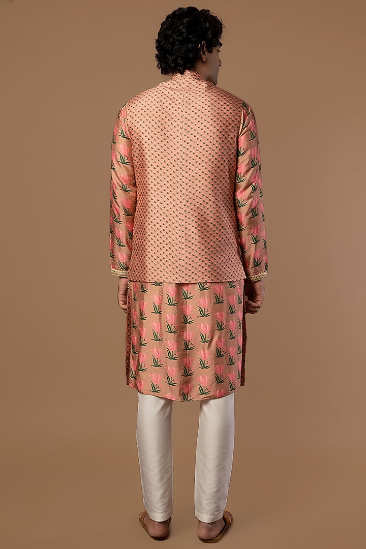 Dusky Pink Raw Silk Bundi Jacket by Masaba Men at Pernia's Pop Up Shop