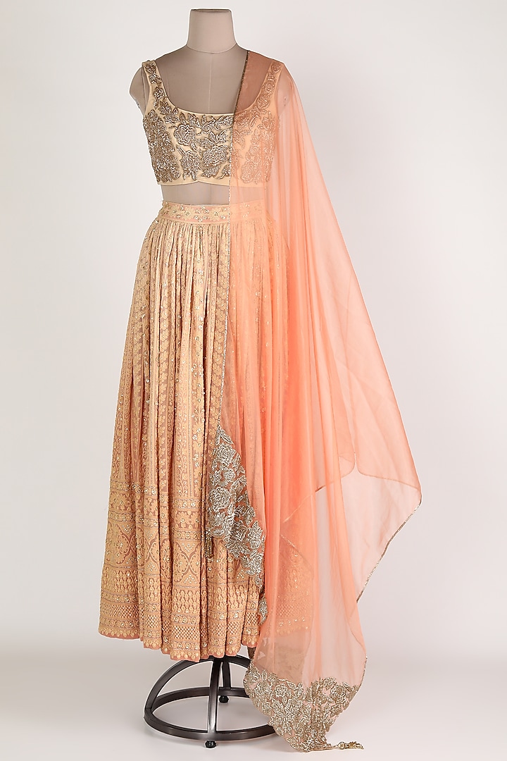 Orange Embroidered Wedding Lehenga Set by Premya By Manishii at Pernia's Pop Up Shop