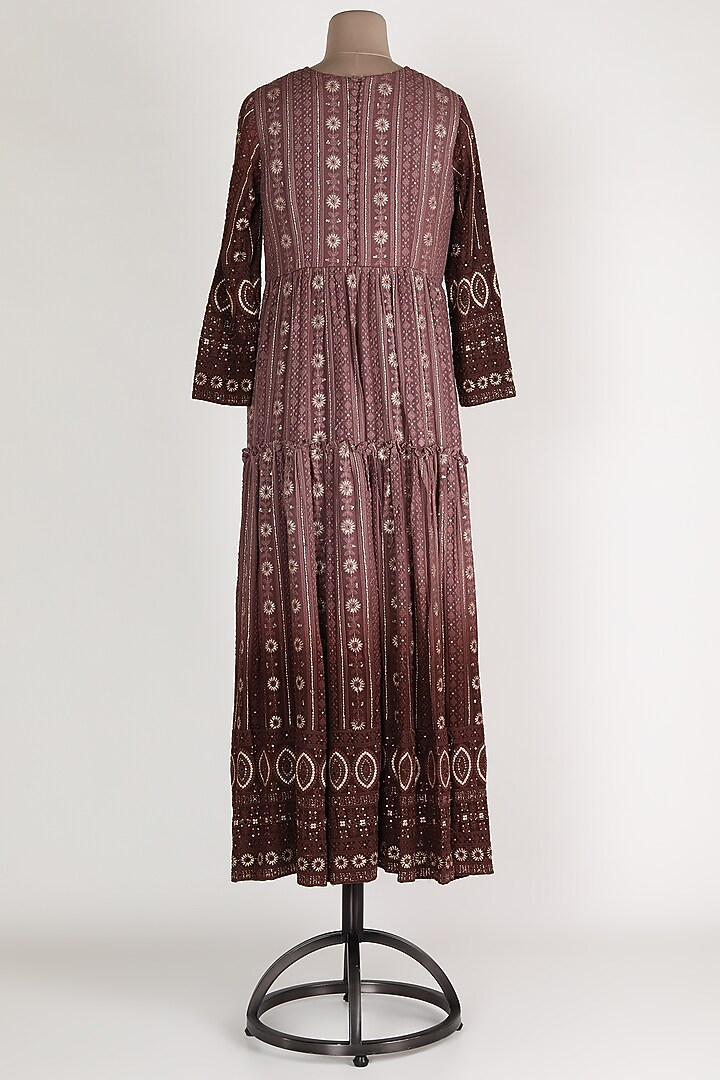 Brown Embroidered Party Wear Anarkali by Premya By Manishii at Pernia's Pop Up Shop