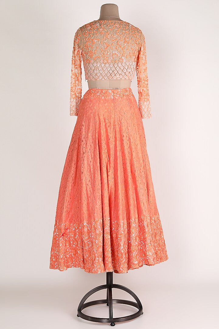 Orange Floral Embroidered Wedding Lehenga Set by Premya By Manishii at Pernia's Pop Up Shop