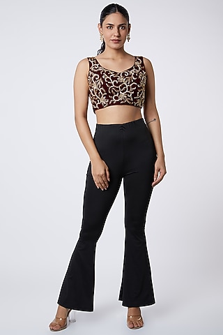 Maroon Embroidered Blouse by Premya by Manishii