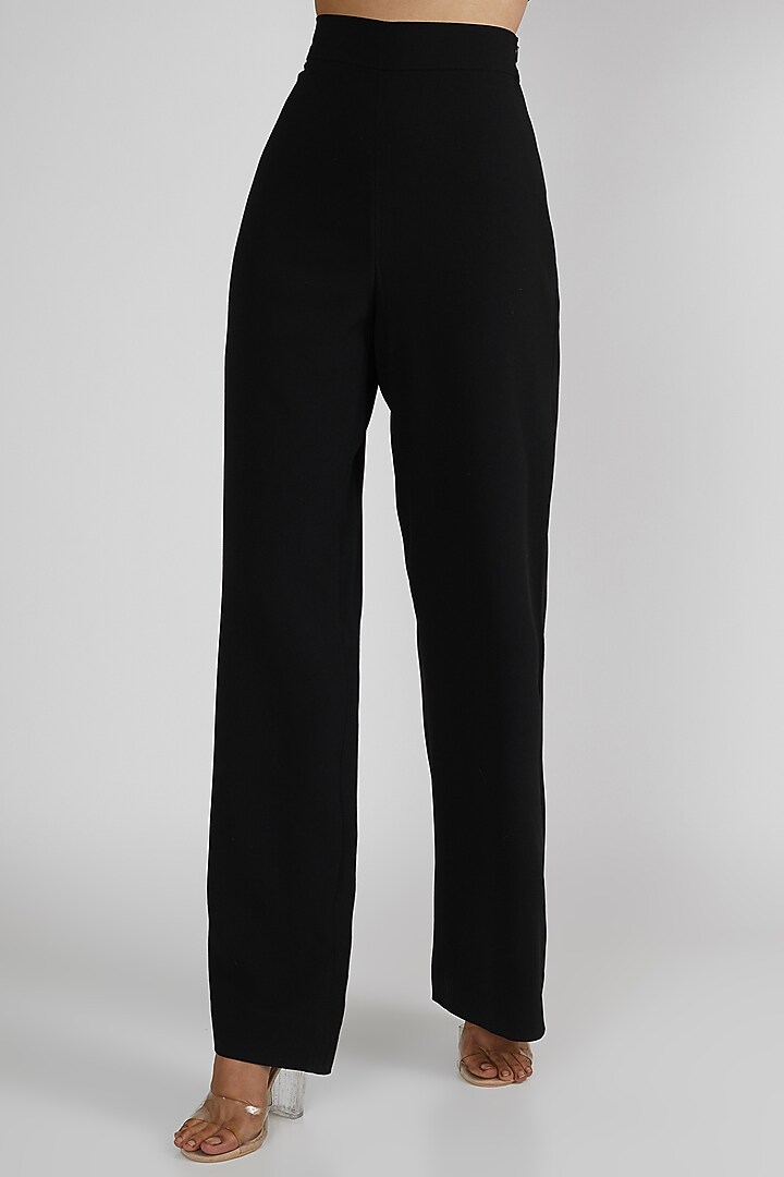 Black Embroidered Pant Set With Belt by Premya By Manishii at Pernia's Pop Up Shop