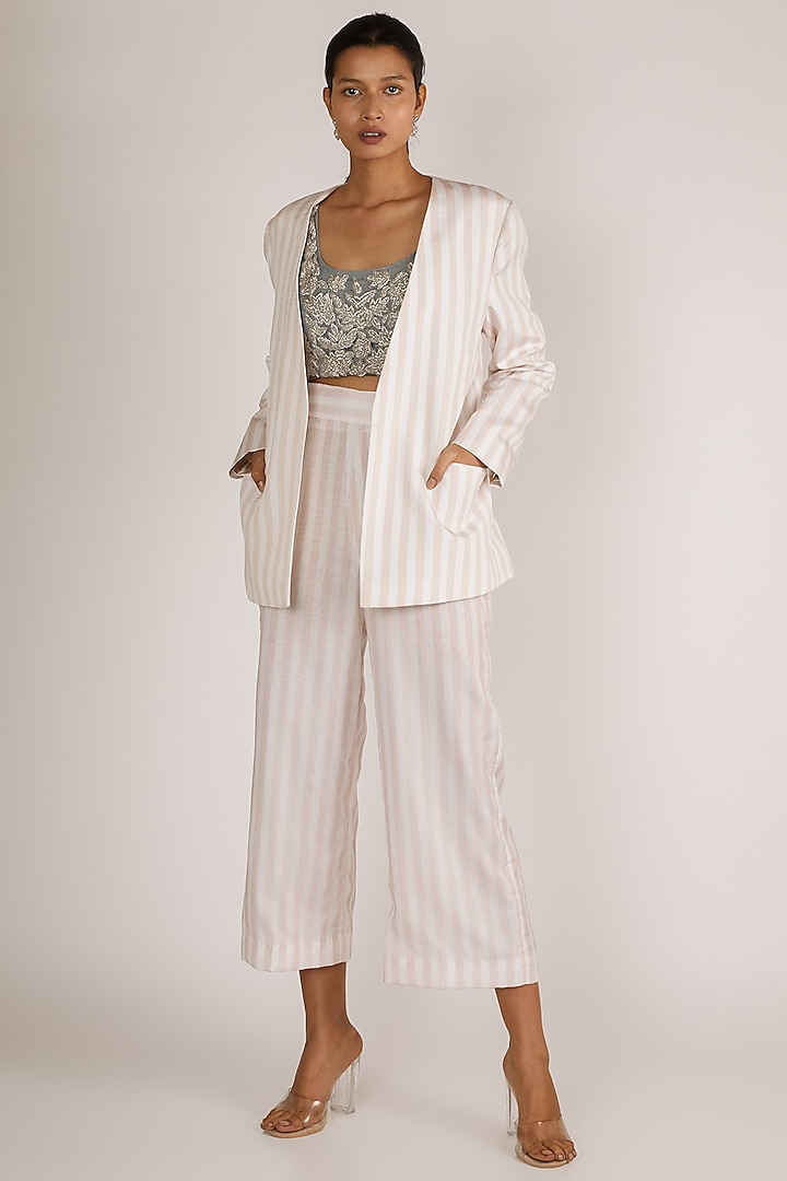 Nude Embroidered Pant Set by Premya By Manishii at Pernia's Pop Up Shop