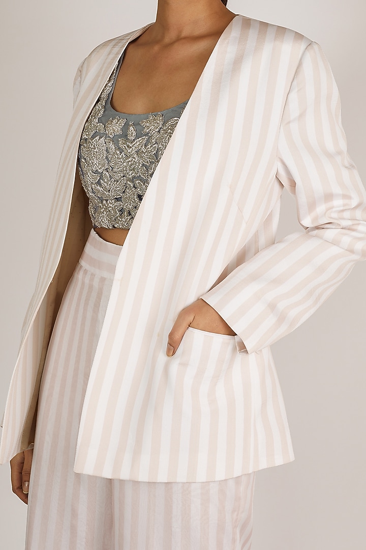 Nude Embroidered Pant Set by Premya By Manishii at Pernia's Pop Up Shop