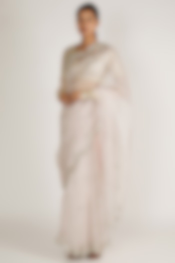 Silver Gota Patti Embroidered Saree Set by Premya By Manishii at Pernia's Pop Up Shop