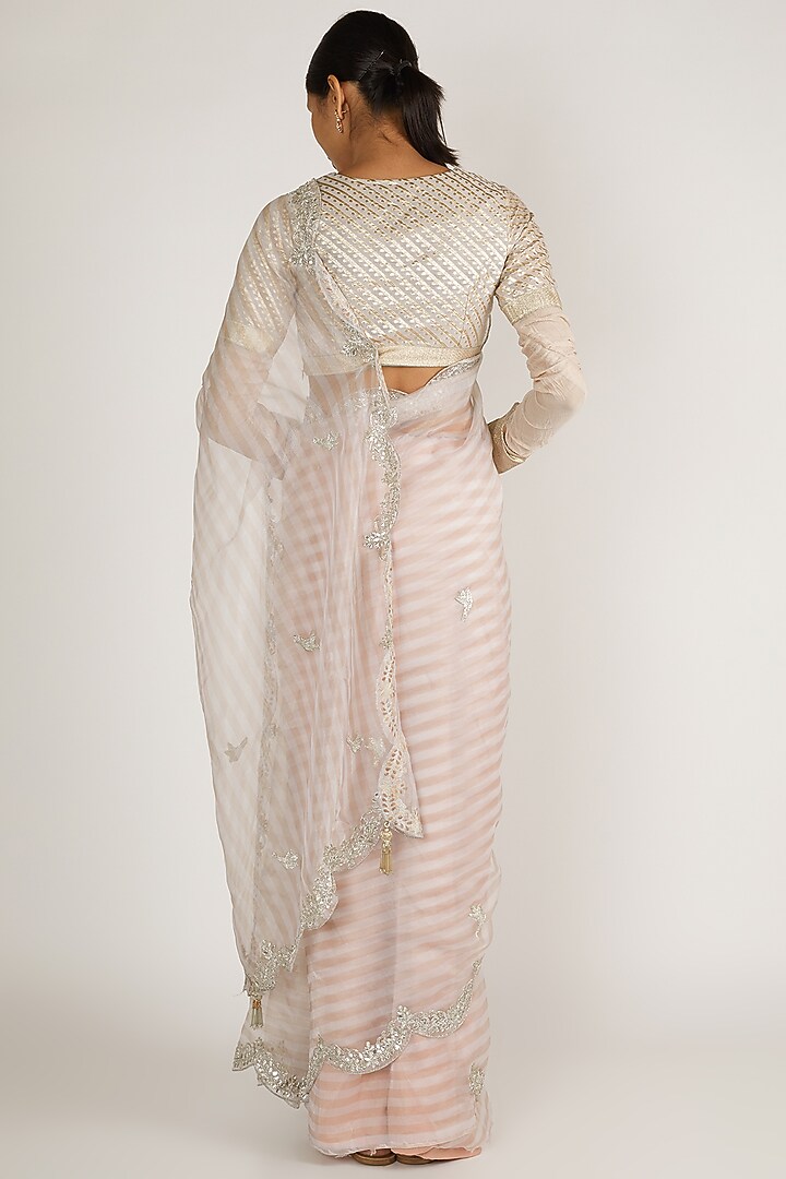 Silver Gota Patti Embroidered Wedding Saree Set by Premya By Manishii at Pernia's Pop Up Shop