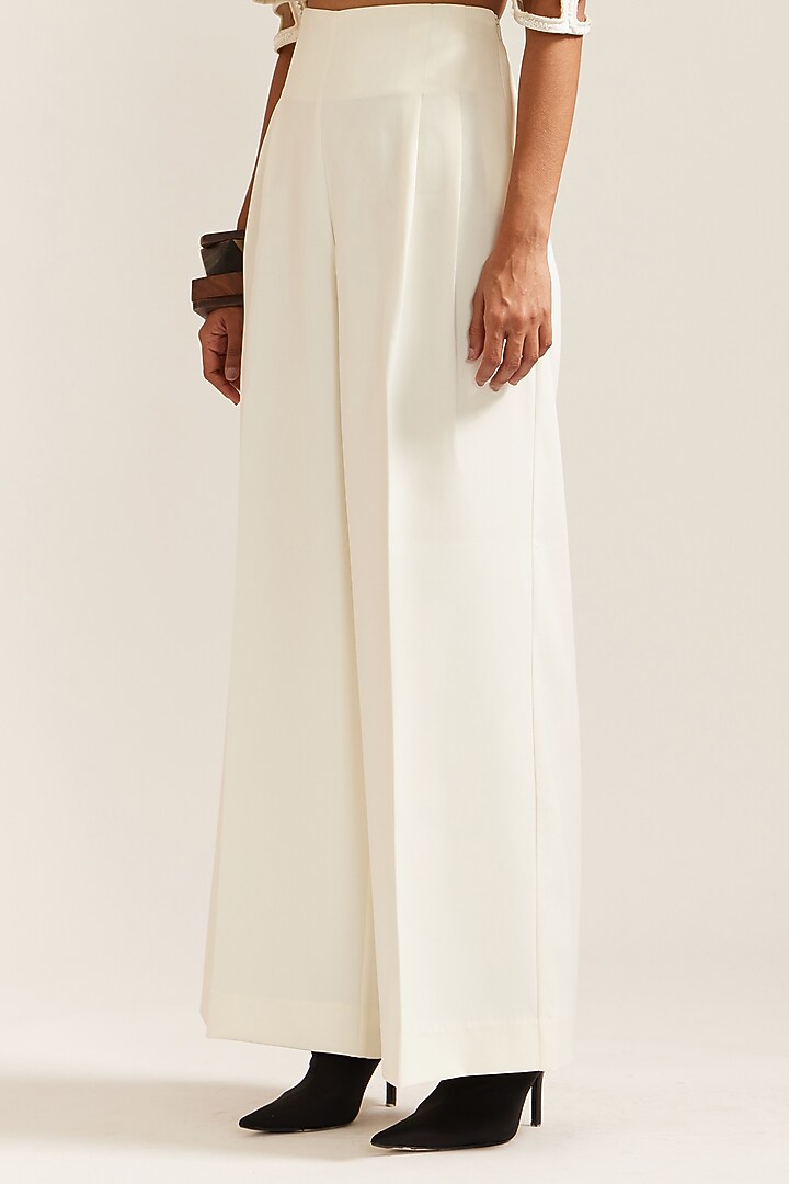 Cream Crepe Cutwork Co-Ord Set by Mini Sondhi at Pernia's Pop Up Shop