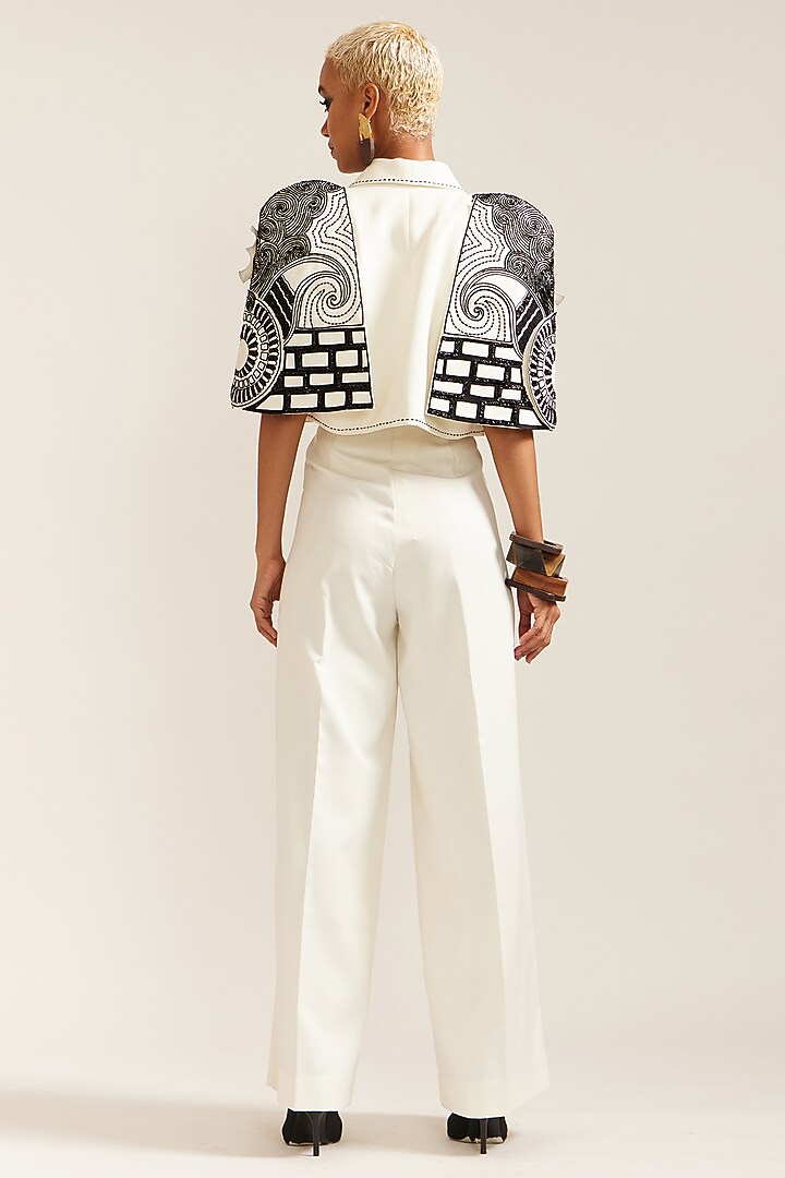 Cream Crepe Hand Work Co-Ord Set by Mini Sondhi at Pernia's Pop Up Shop