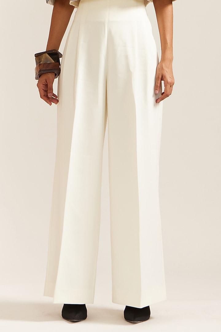 Cream Crepe Hand Work Co-Ord Set by Mini Sondhi at Pernia's Pop Up Shop