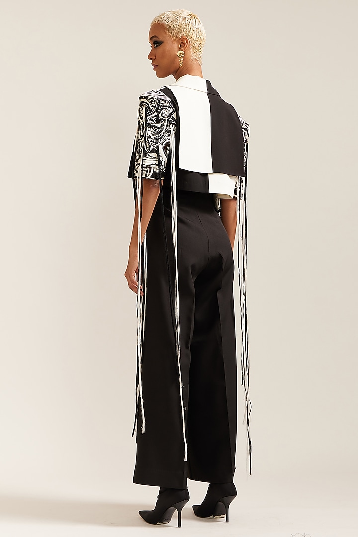 Black & White Crepe Color-Block Co-Ord Set by Mini Sondhi at Pernia's Pop Up Shop