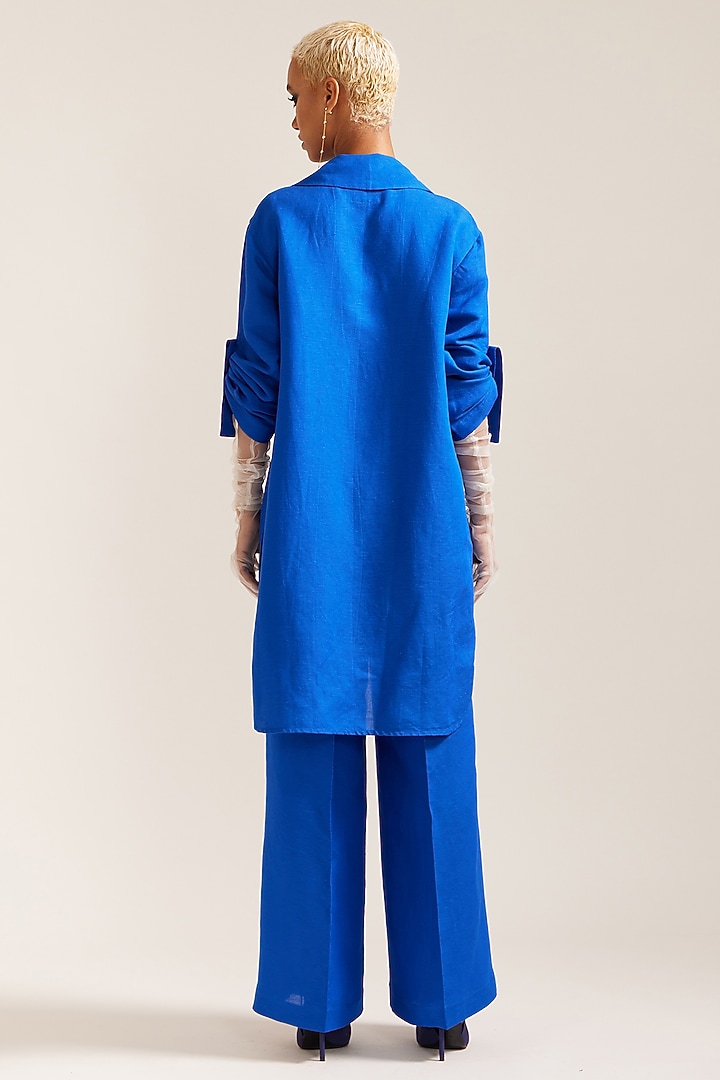 Royal Blue Linen Co-Ord Set by Mini Sondhi at Pernia's Pop Up Shop