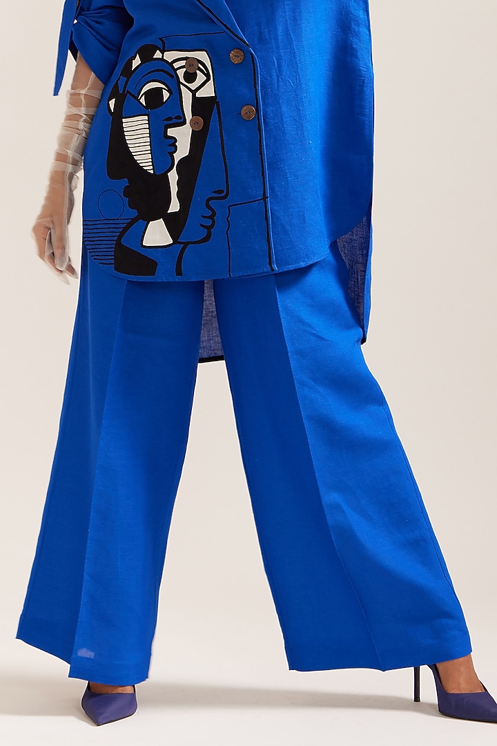 Royal Blue Linen Co-Ord Set by Mini Sondhi at Pernia's Pop Up Shop