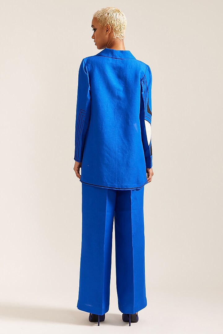 Royal Blue Linen Co-Ord Set by Mini Sondhi at Pernia's Pop Up Shop