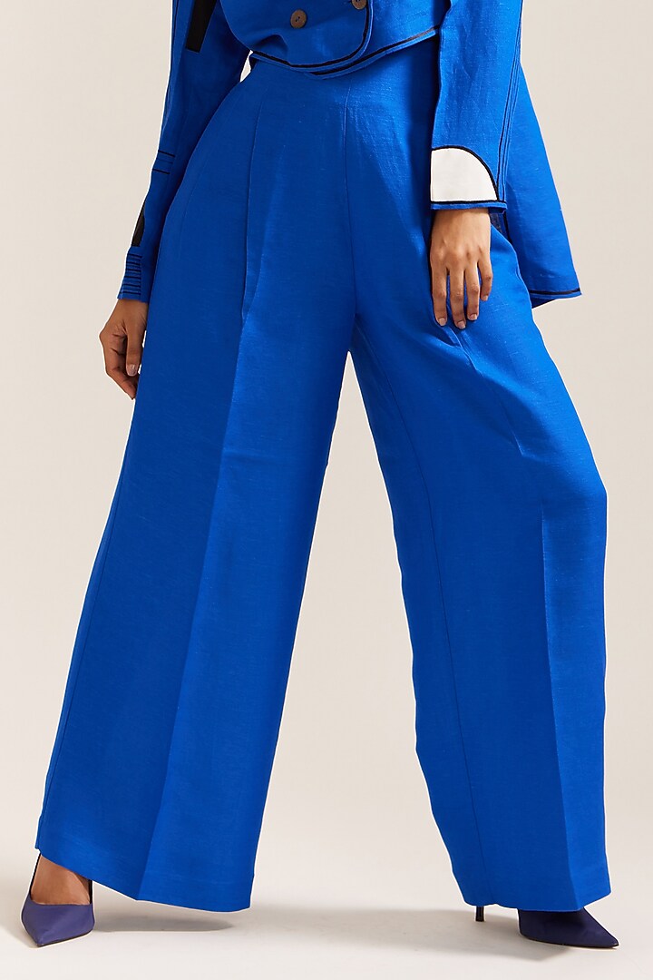 Royal Blue Linen Co-Ord Set by Mini Sondhi at Pernia's Pop Up Shop