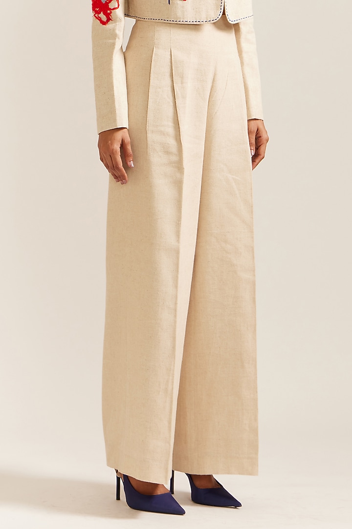 Beige Recycled Fabric Co-Ord Set by Mini Sondhi at Pernia's Pop Up Shop