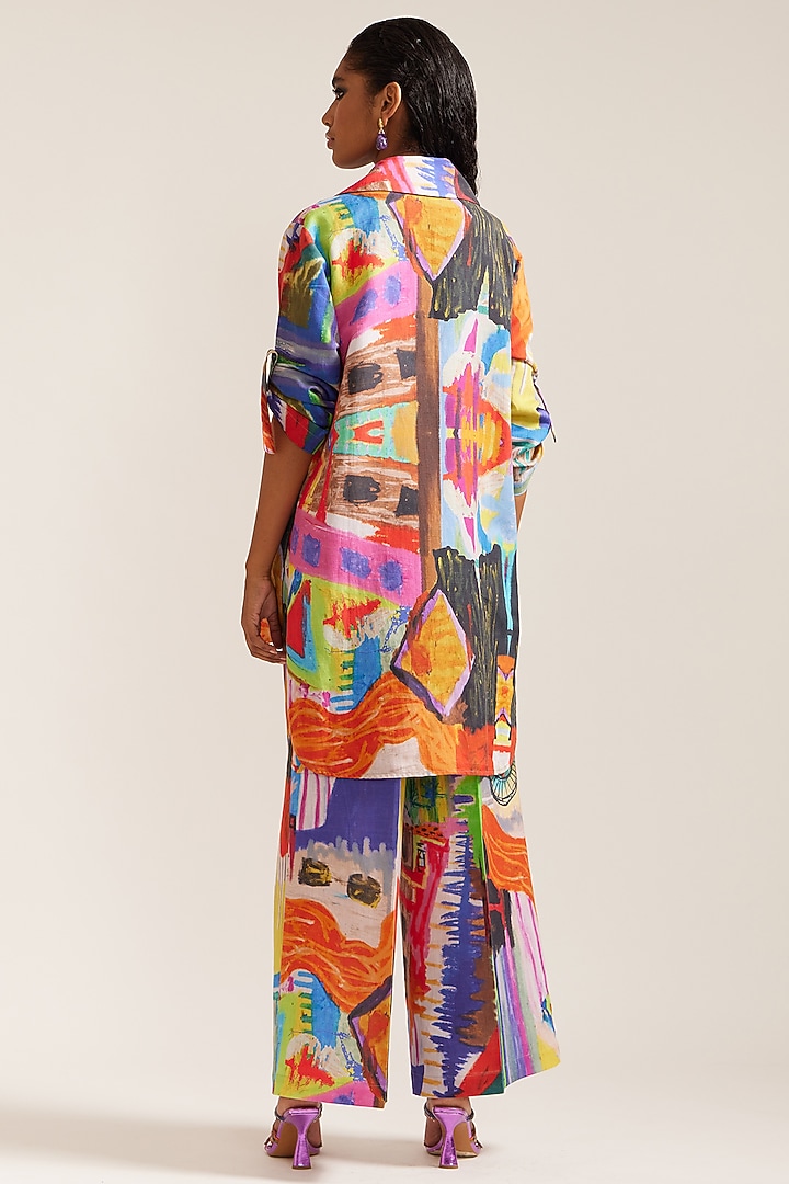 Multi-Colored Linen Printed Co-Ord Set by Mini Sondhi at Pernia's Pop Up Shop